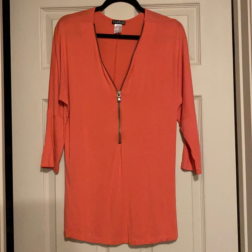 New- Women’s, Coral Color. Zip front shirt .